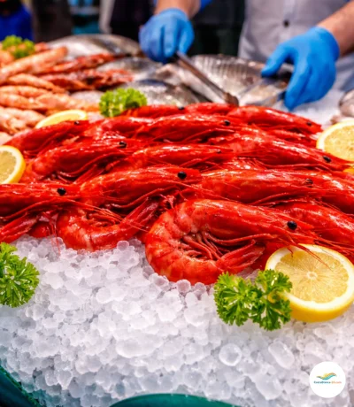 Gamba Roja auf dem Fischmarkt zum kauf