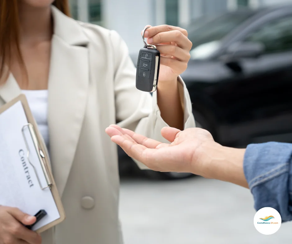 Schlusselübergabe eines Mietwagens in Spanien